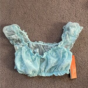 Colsie Light Blue Lace Bra Top